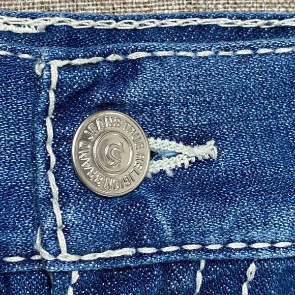 True Religion Straight Natural Big T Flap Denim Jeans Men's 40 Mid Rise Blue NWT